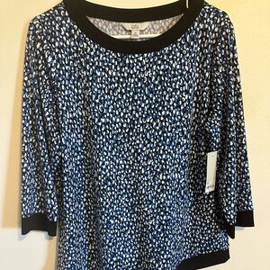 Croft & Barrow Black Boxy 3/4 Sleeve Blouse